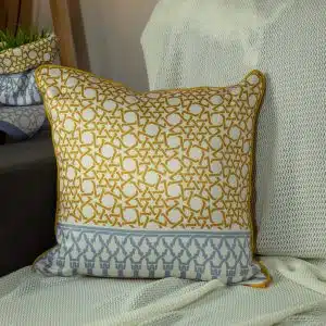 Ramadan Decorative Cushions with Mustard and Grey Minaret Motifs – “مآذن” Collection - Image 2