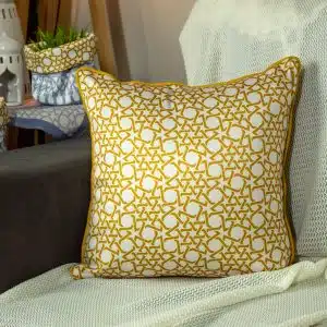 Ramadan Decorative Cushions with Mustard and Grey Minaret Motifs – “مآذن” Collection - Image 5